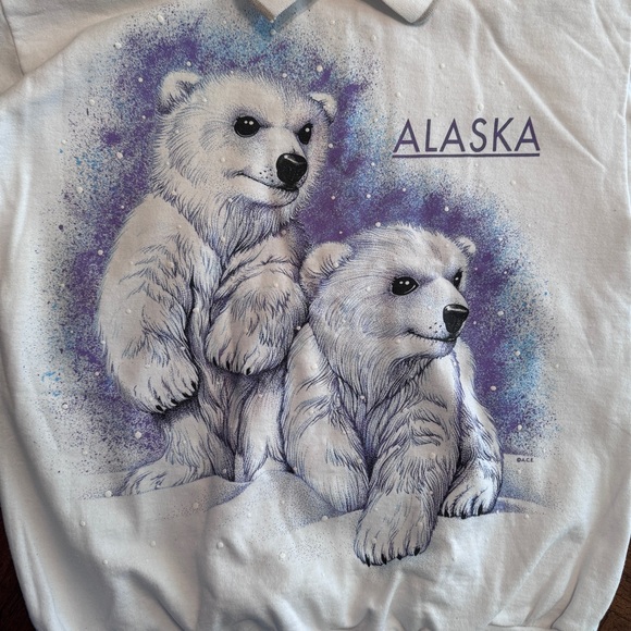Vintage Grits 90s Alaska Polar Bears Sweatshirt Collared - Picture 5 of 7
